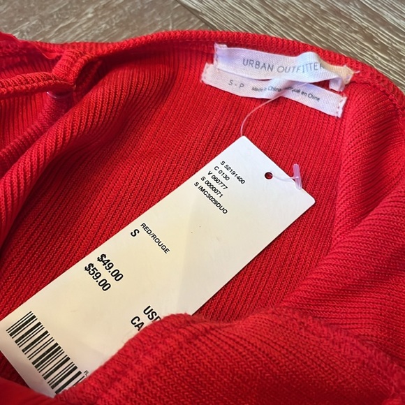 Urban Outfitters red mini dress small. Stretchy, lace. New with Tags, small flaw - Picture 8 of 8